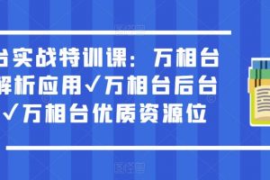 万相台实战特训课：万相台深度解析应用✔万相台后台解析✔万相台优质资源位