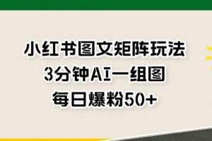 小红书图文矩阵玩法，3分钟AI一组图，每日爆粉50+【揭秘】