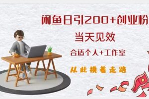 闲鱼精准引流创业粉，日引200+，当天见效，从此横着走