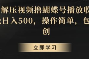 靠解压视频撸蝴蝶号播放收益，轻松日入500，操作简单，包过原创【揭秘】