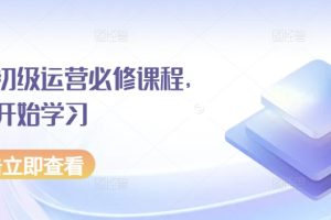 京东初级运营必修课程，从零开始学习